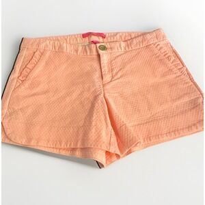 Lilly Pulitzer Adie Ruffle Pocket Stretch Shorts Sz 0 Peach Flamingo Golf Resort